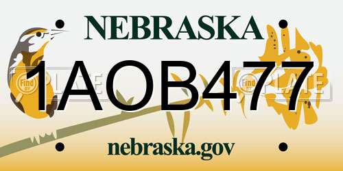 1AOB477 Nebraska License Plate