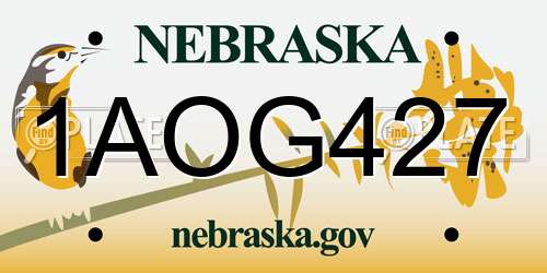 1AOG427 Nebraska License Plate