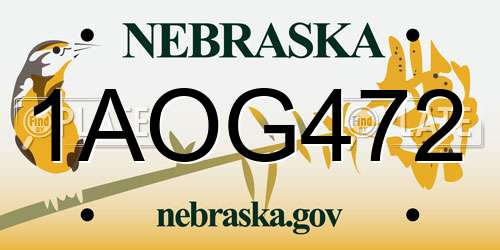 1AOG472 Nebraska License Plate