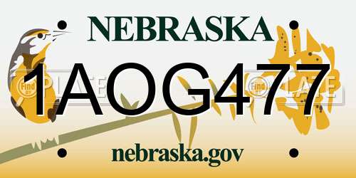 1AOG477 Nebraska License Plate