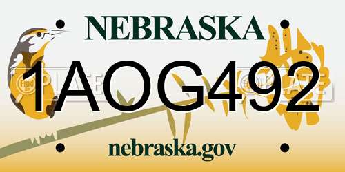 1AOG492 Nebraska License Plate