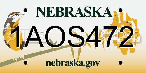1AOS472 Nebraska License Plate