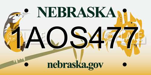 1AOS477 Nebraska License Plate