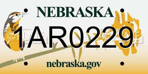 1AR0229 Nebraska License Plate
