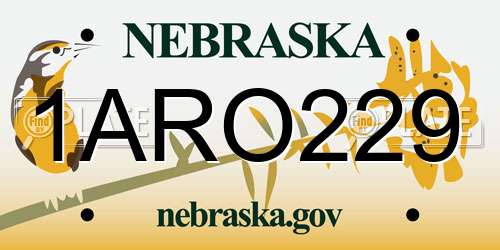 1ARO229 Nebraska License Plate