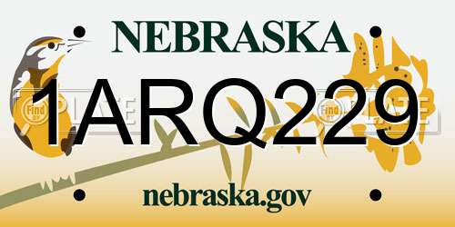 1ARQ229 Nebraska License Plate