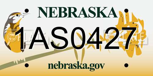 1AS0427 Nebraska License Plate