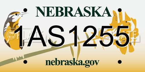 1AS1255 Nebraska License Plate