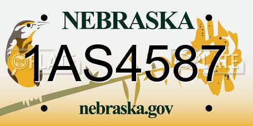 1AS4587 Nebraska License Plate