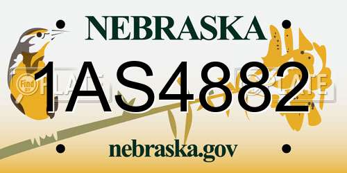 1AS4882 Nebraska License Plate