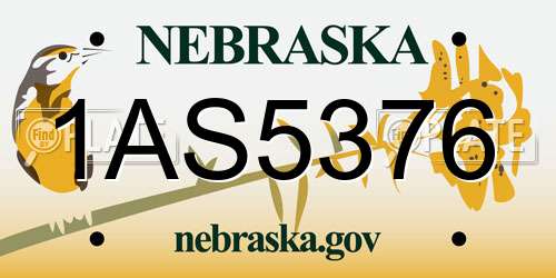 1AS5376 Nebraska License Plate