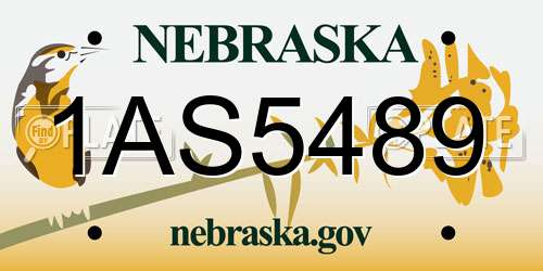 1AS5489 Nebraska License Plate