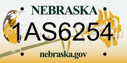 1AS6254 Nebraska License Plate