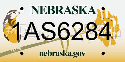1AS6284 Nebraska License Plate