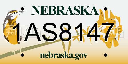 1AS8147 Nebraska License Plate