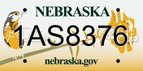 1AS8376 Nebraska License Plate