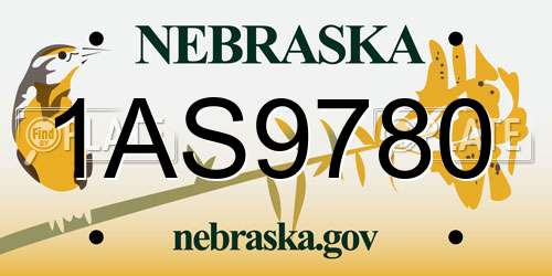 1AS9780 Nebraska License Plate