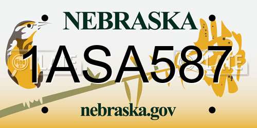 1ASA587 Nebraska License Plate