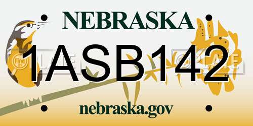 1ASB142 Nebraska License Plate