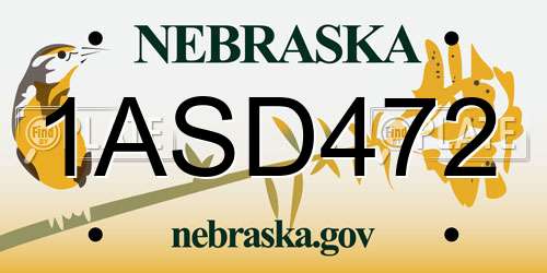 1ASD472 Nebraska License Plate