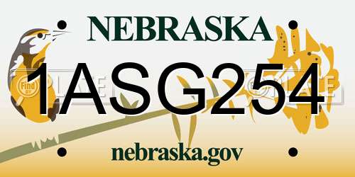 1ASG254 Nebraska License Plate