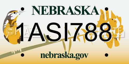 1ASI788 Nebraska License Plate