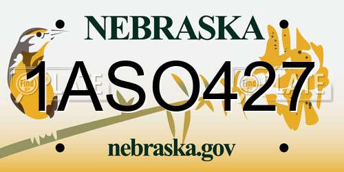 1ASO427 Nebraska License Plate