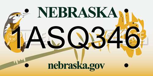1ASQ346 Nebraska License Plate