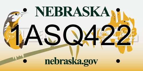 1ASQ422 Nebraska License Plate