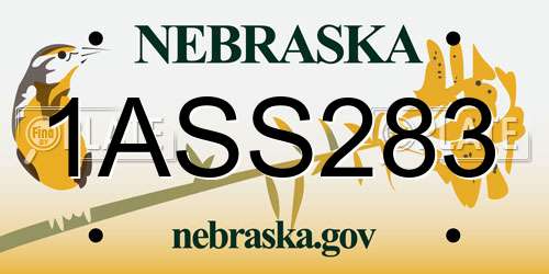 1ASS283 Nebraska License Plate