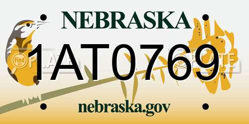 1AT0769 Nebraska License Plate