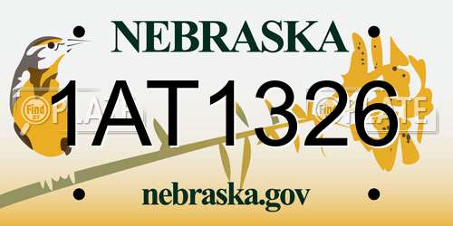 1AT1326 Nebraska License Plate