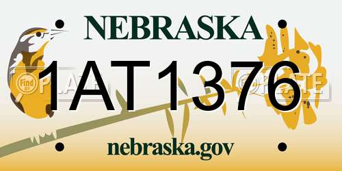 1AT1376 Nebraska License Plate