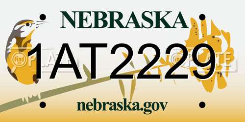 1AT2229 Nebraska License Plate