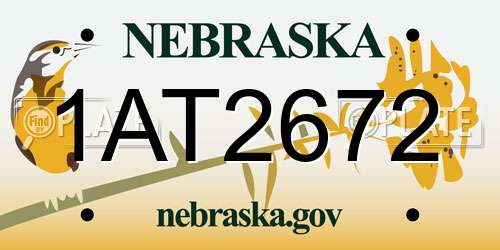 1AT2672 Nebraska License Plate