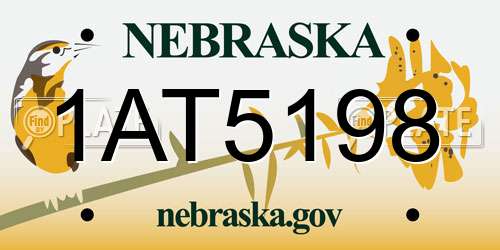 1AT5198 Nebraska License Plate
