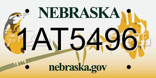1AT5496 Nebraska License Plate