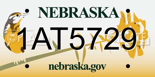 1AT5729 Nebraska License Plate