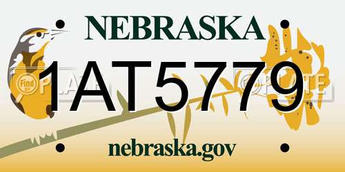 1AT5779 Nebraska License Plate