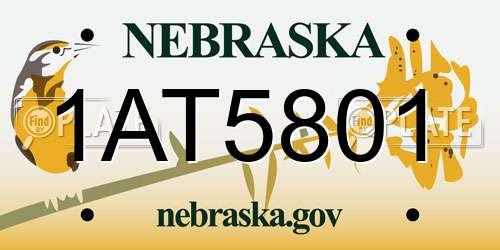 1AT5801 Nebraska License Plate
