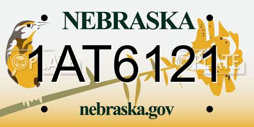 1AT6121 Nebraska License Plate