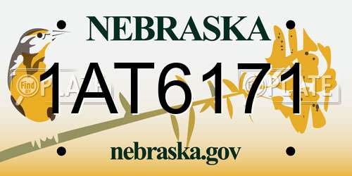 1AT6171 Nebraska License Plate