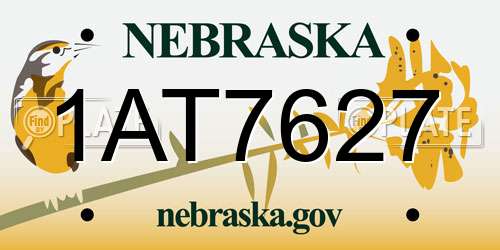 1AT7627 Nebraska License Plate
