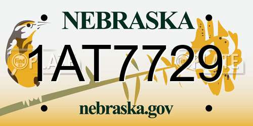 1AT7729 Nebraska License Plate
