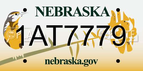 1AT7779 Nebraska License Plate