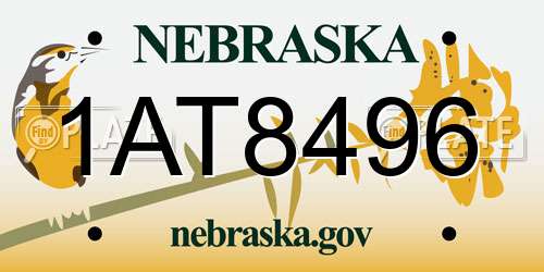 1AT8496 Nebraska License Plate