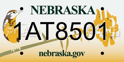 1AT8501 Nebraska License Plate
