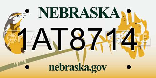 1AT8714 Nebraska License Plate
