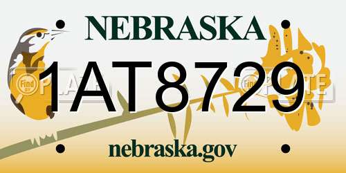 1AT8729 Nebraska License Plate