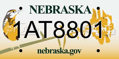 1AT8801 Nebraska License Plate